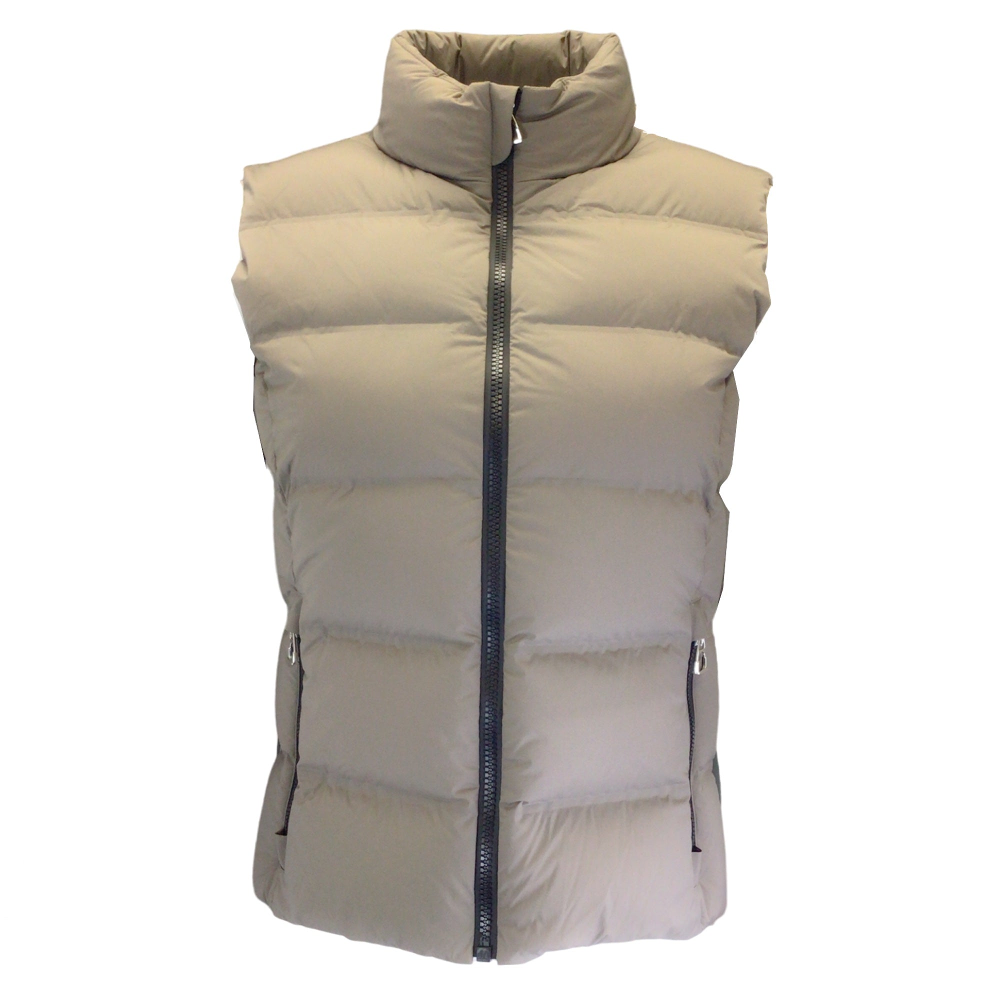 Hermes Taupe / Olive Green Down Puffer Vest