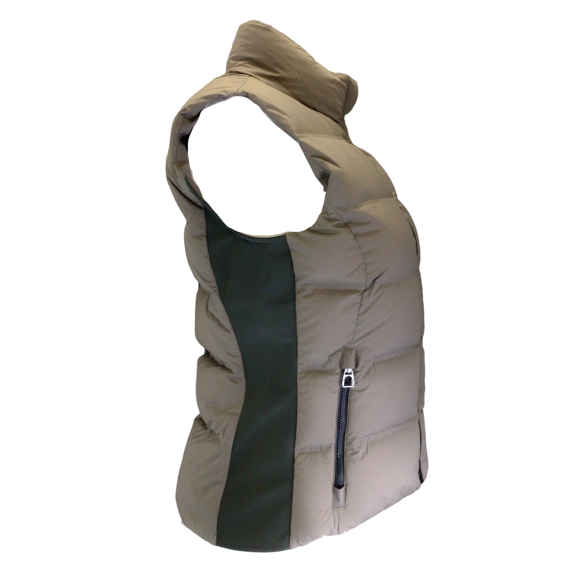 Hermes Taupe / Olive Green Down Puffer Vest