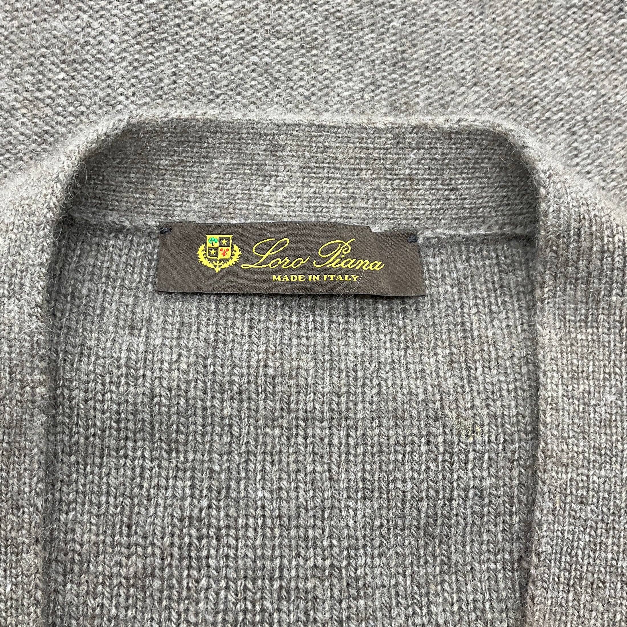 Loro Piana Taupe Cashmere Cardigan Sweater
