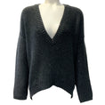 Load image into Gallery viewer, Brunello Cucinelli Charcoal Grey Cashmere V Neck Sweater with Sequins

