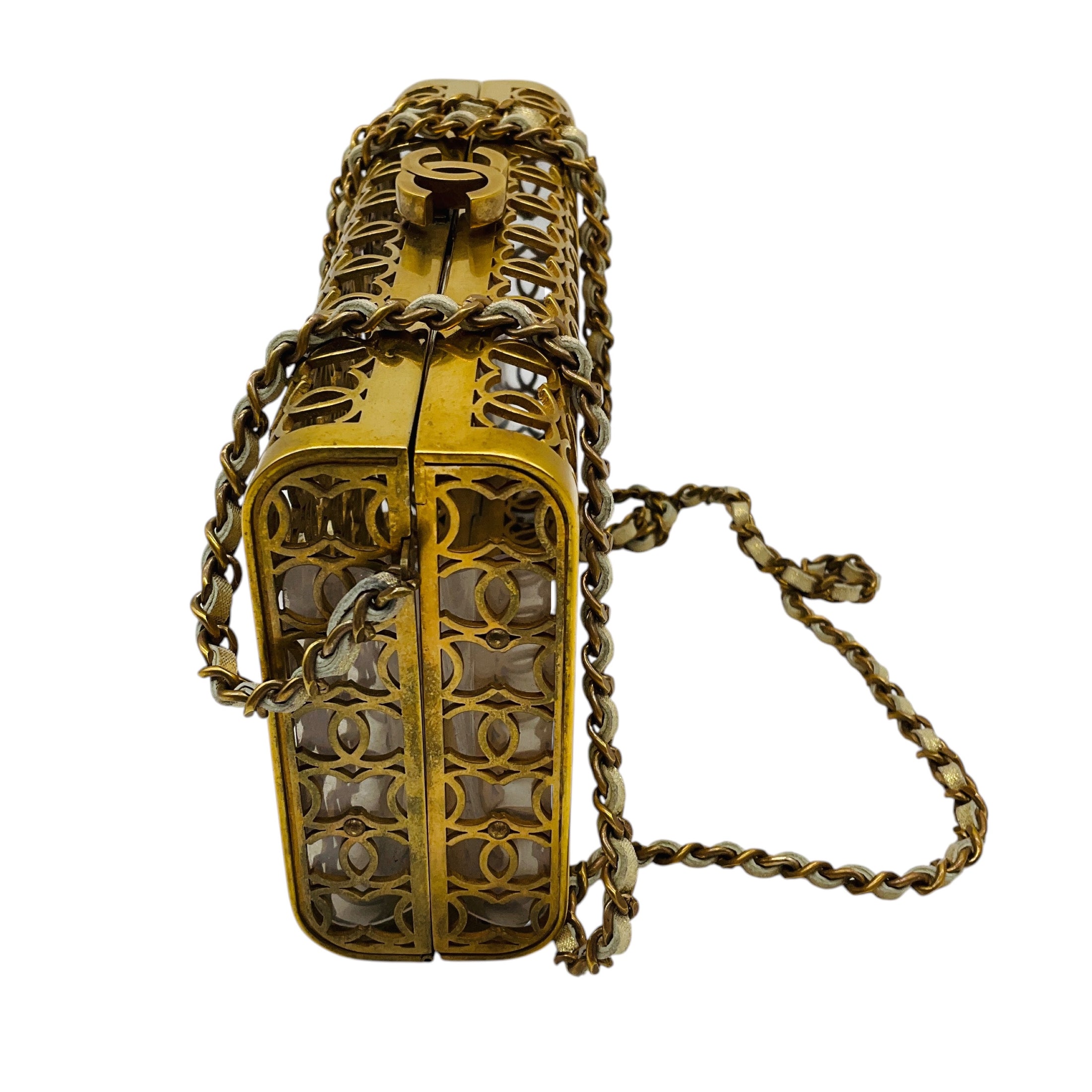 Chanel 2015 Gold Metal CC Moucharabieh Paris-Dubai Minaudiere Clutch