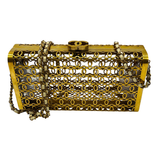 Chanel 2015 Gold Metal CC Moucharabieh Paris-Dubai Minaudiere Clutch
