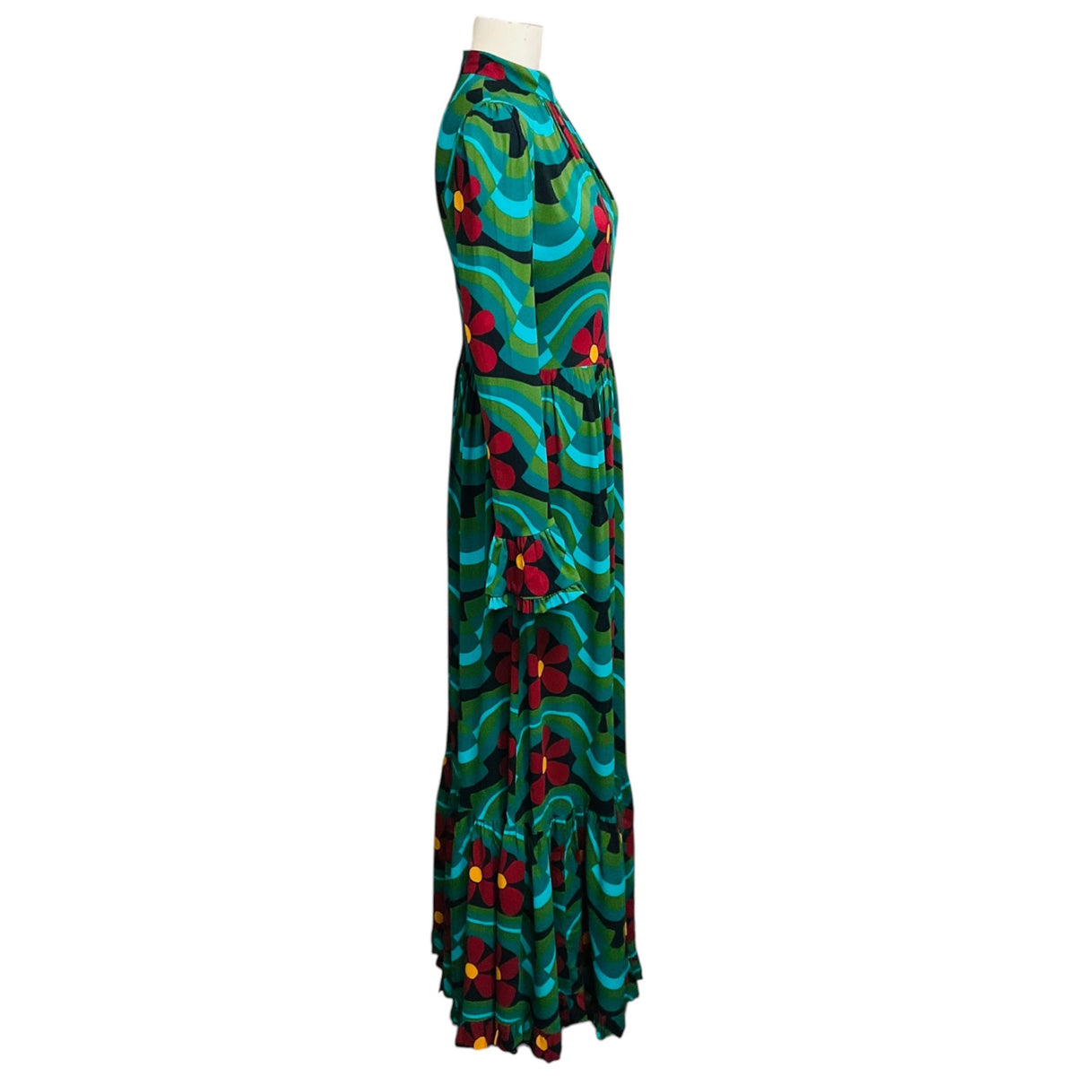 La DoubleJ Green Multi Sable Ashbury Visconti Maxi Dress NWT