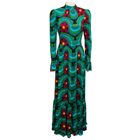 La DoubleJ Green Multi Sable Ashbury Visconti Maxi Dress NWT