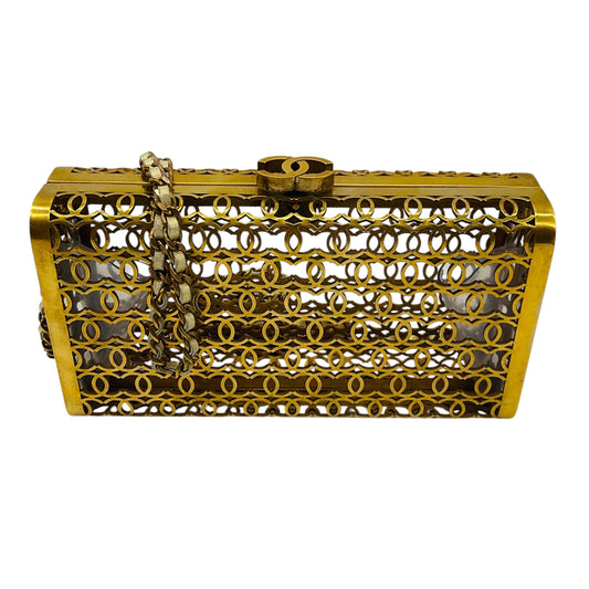 Chanel 2015 Gold Metal CC Moucharabieh Paris-Dubai Minaudiere Clutch