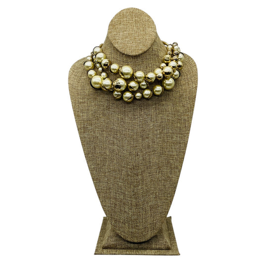Christian Dior Vintage Multi Strand Pearl Necklace with Gold Hardware