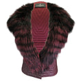 Load image into Gallery viewer, J. Mendel Burgundy Fox Fur Trimmed Quilted Leather Vest
