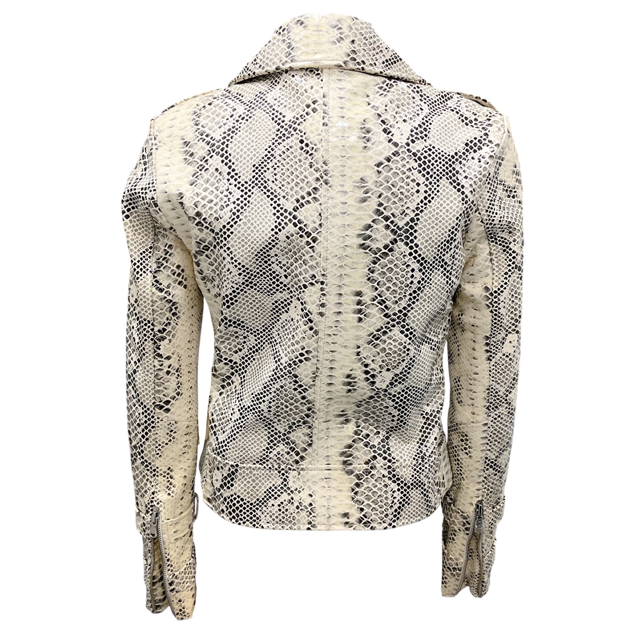 L'Agence Ivory Baldwin Snake Print Leather Jacket