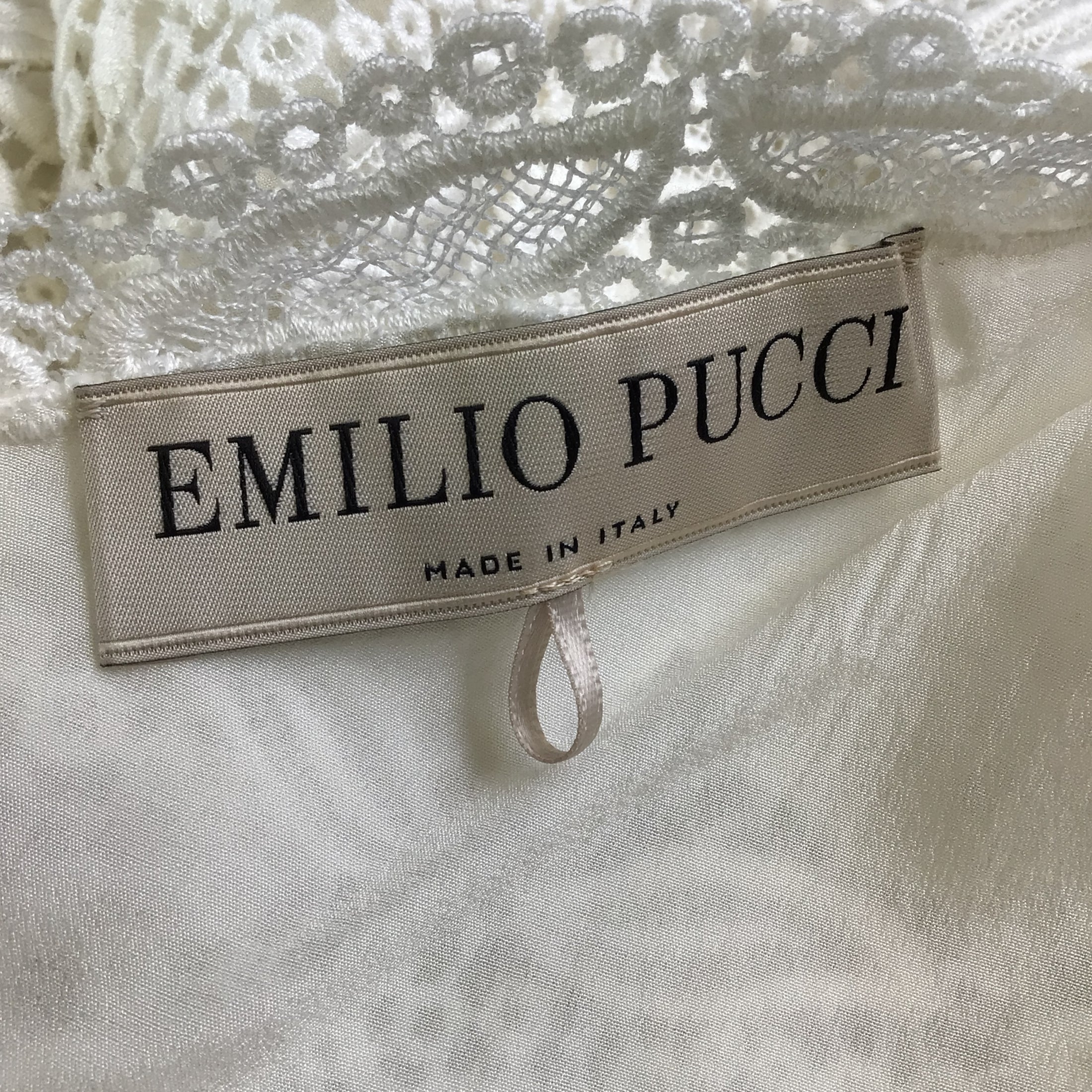 Emilio Pucci Ivory One Shoulder Macrame Lace Dress