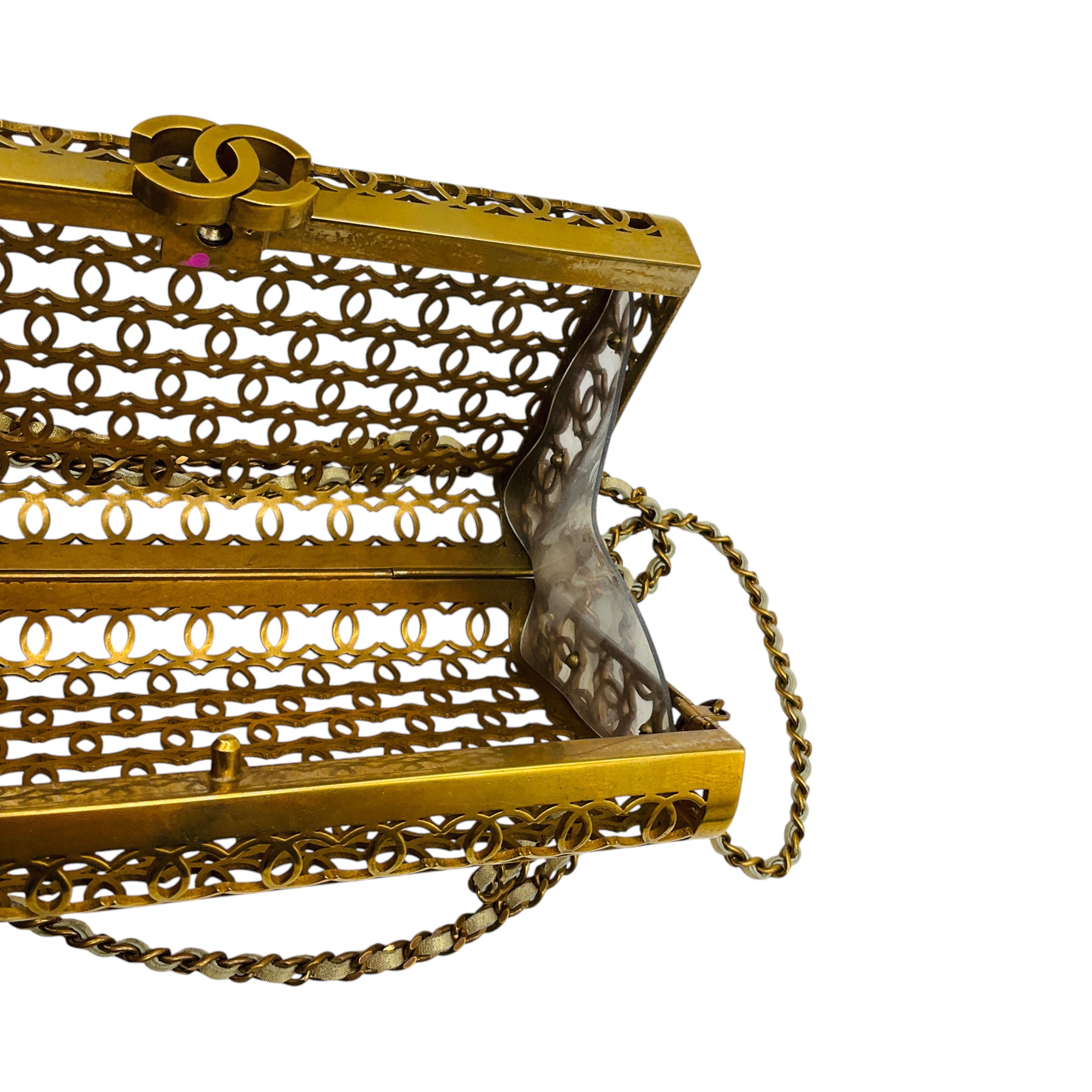 Chanel 2015 Gold Metal CC Moucharabieh Paris-Dubai Minaudiere Clutch