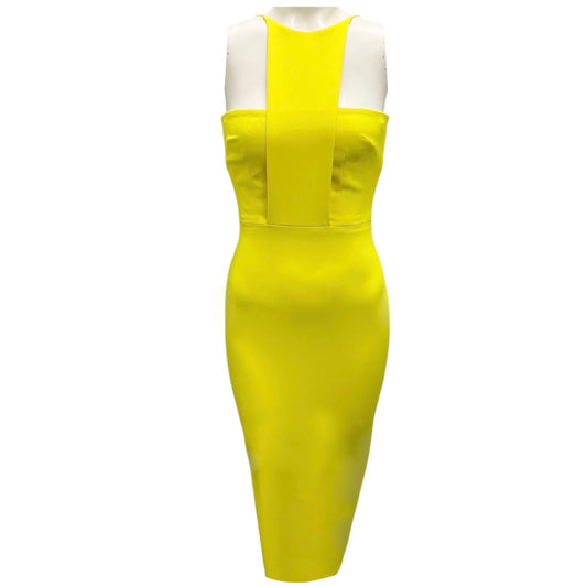 Alex Perry Bright Yellow Crepe Midi Dress