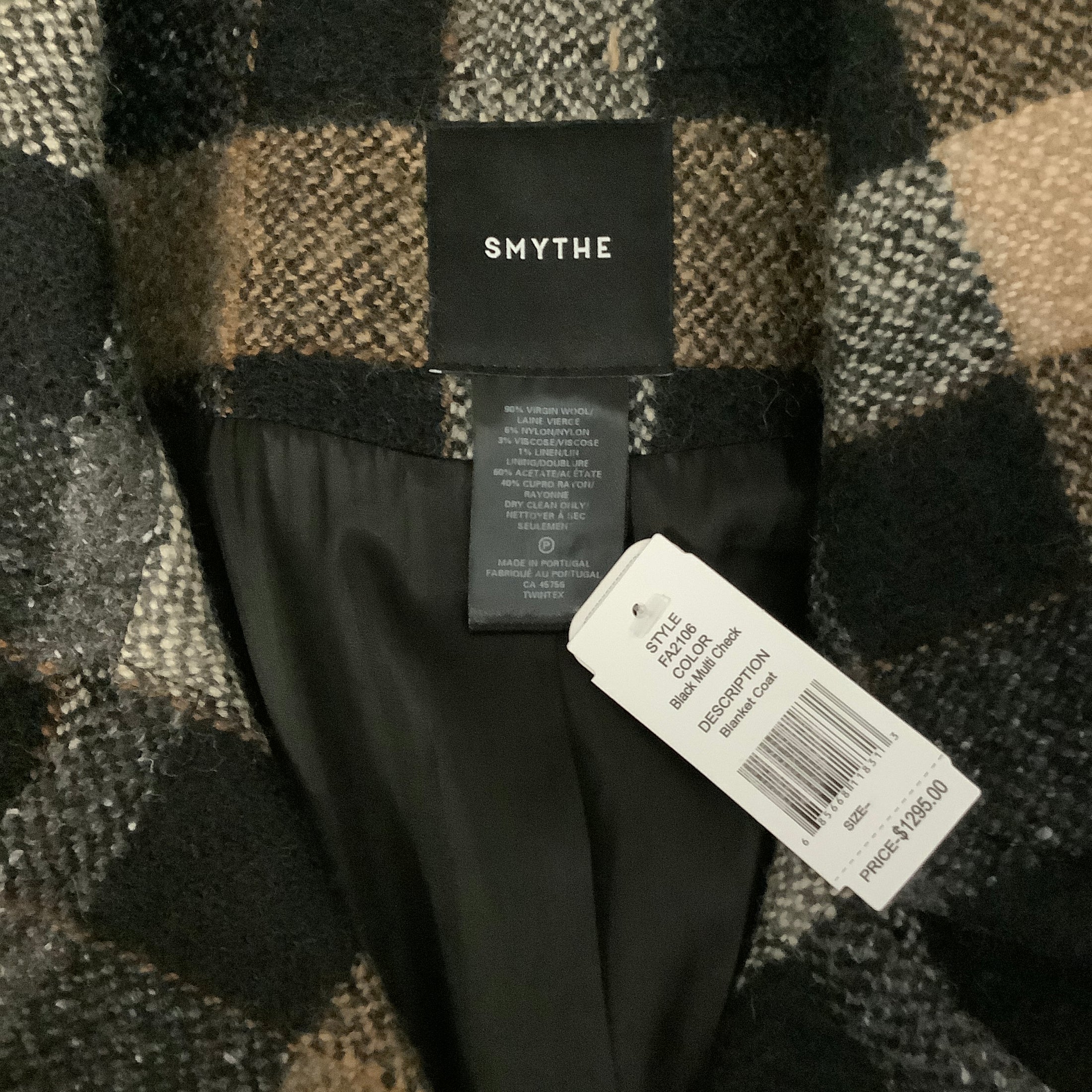 Smythe Black Multi Check Blanket Coat