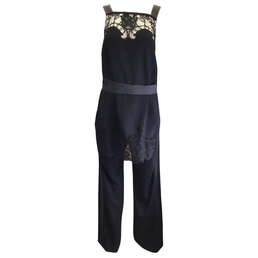 Givenchy Black Lace Detail Crepe Jumpsuit