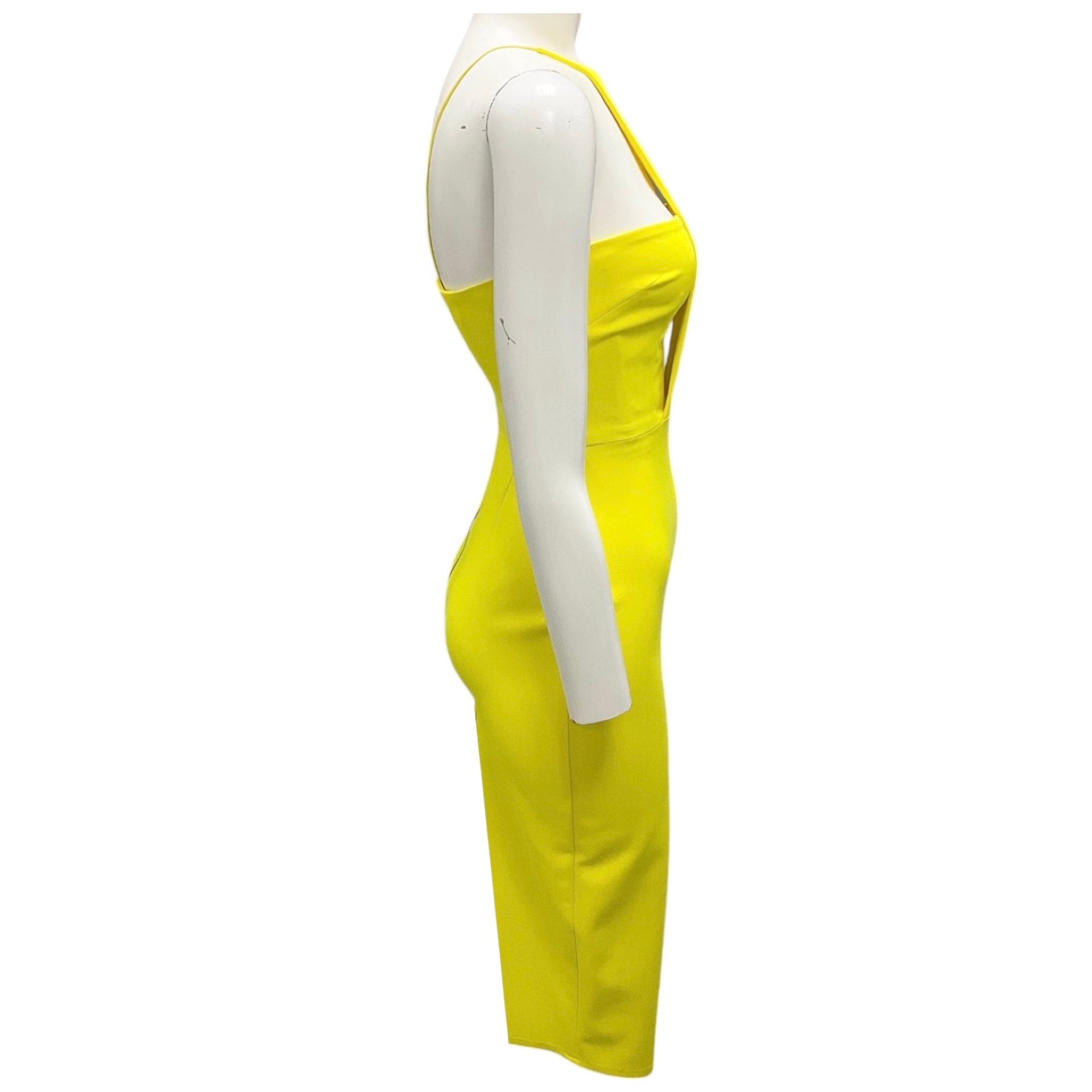 Alex Perry Bright Yellow Crepe Midi Dress