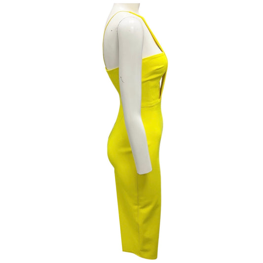 Alex Perry Bright Yellow Crepe Midi Dress