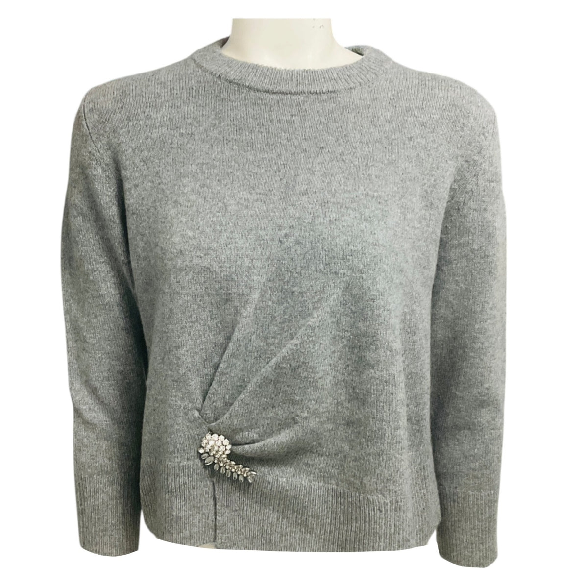 Erdem Grey Crystal Embellished Wool Knit Sweater