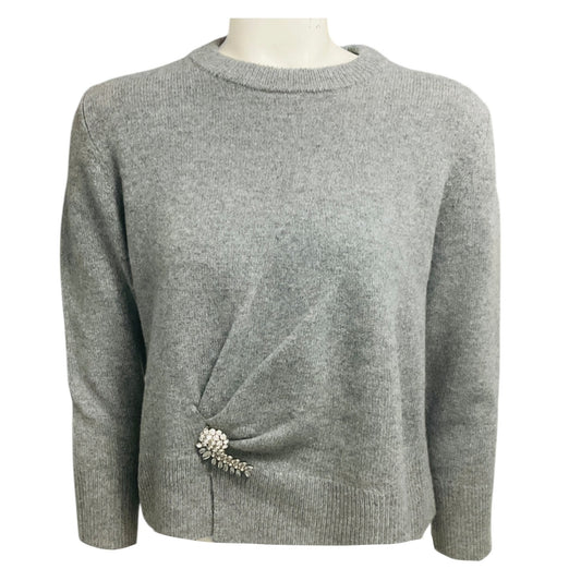Erdem Grey Crystal Embellished Wool Knit Sweater