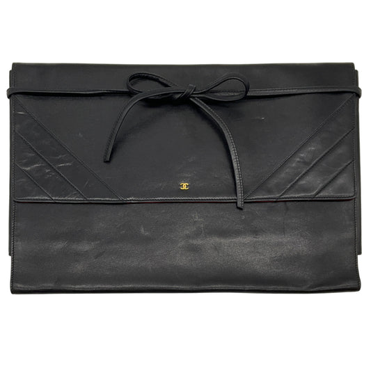 Chanel Vintage 1980's Black Leather Portfolio
