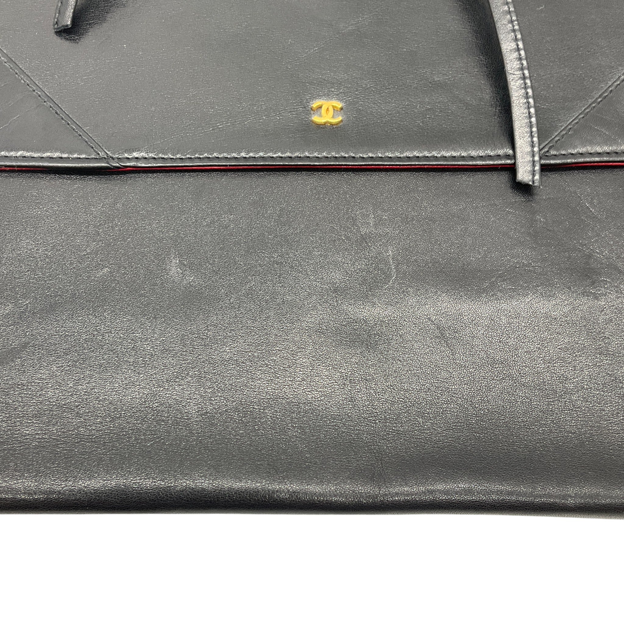 Chanel Vintage 1980's Black Leather Portfolio