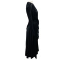 Load image into Gallery viewer, Alejandra Alonso Rojas Black Ruffled Long Sleeved Silk Midi Cocktail Dress
