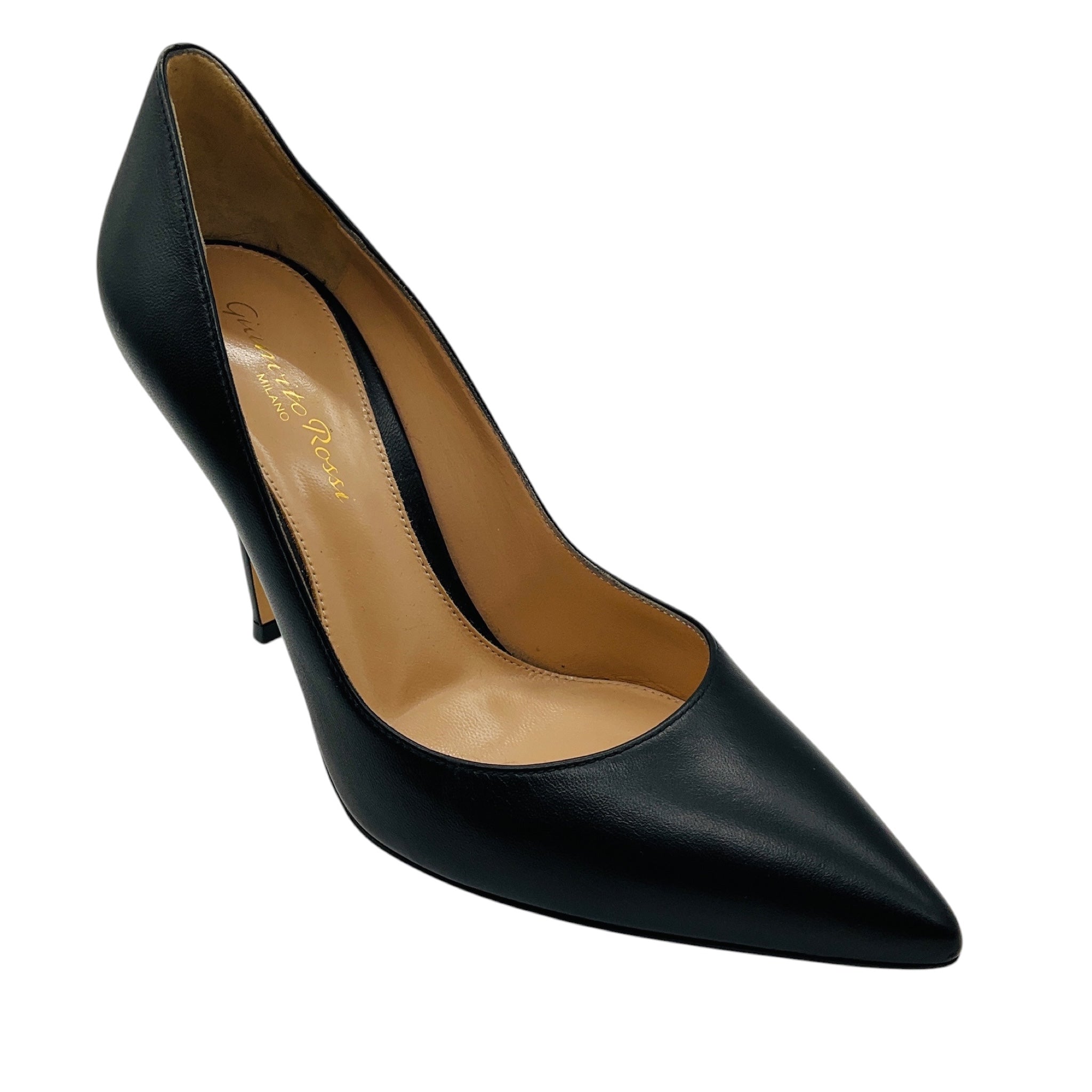 Gianvito Black Gianvito 105 Pointed Toe Nappa Leather Pumps
