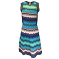 Load image into Gallery viewer, M Missoni Black / Teal Multi Zig Zag Knit Sleeveless Dress
