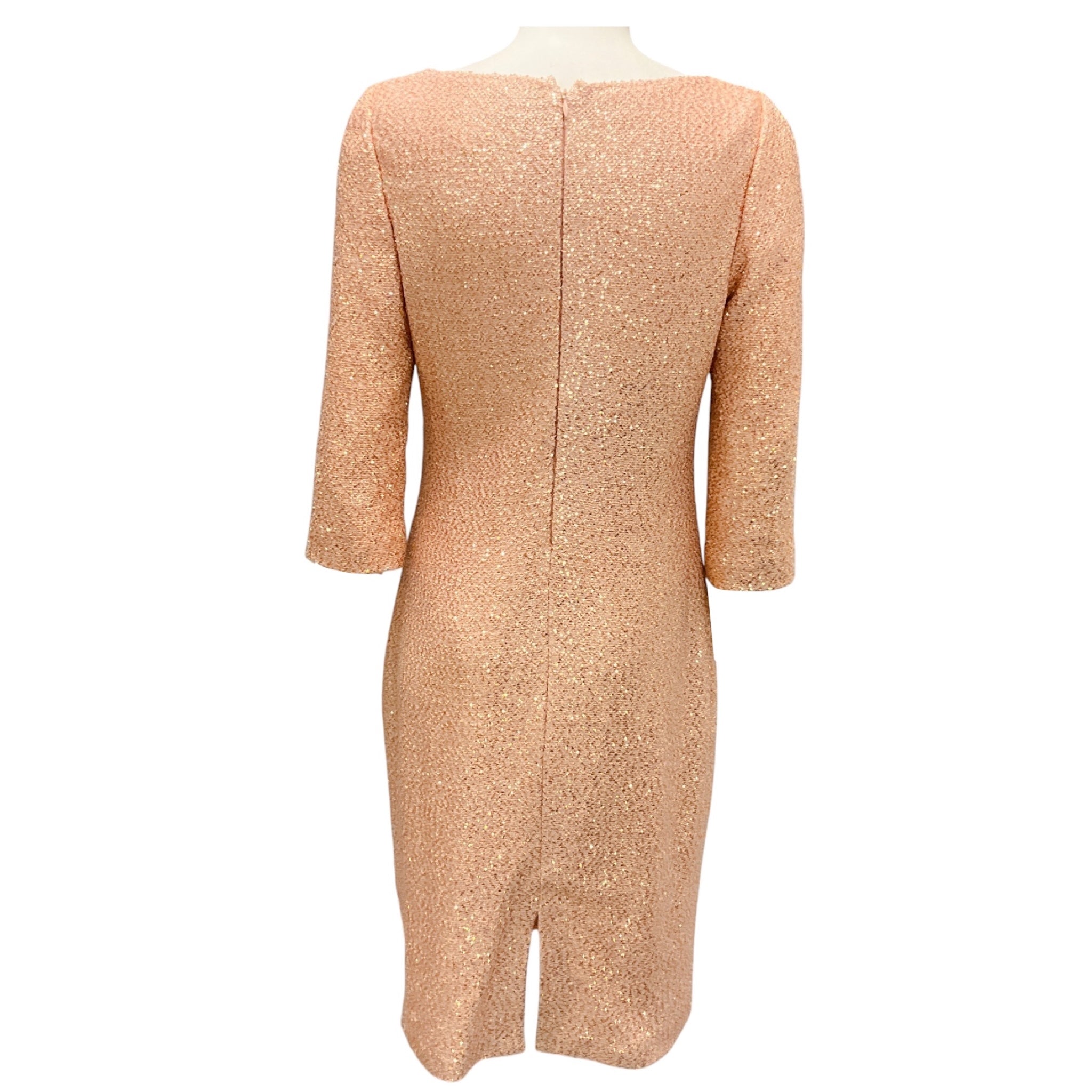 St. John Rose Gold Metallic Sequined Knit Cocktail Dress