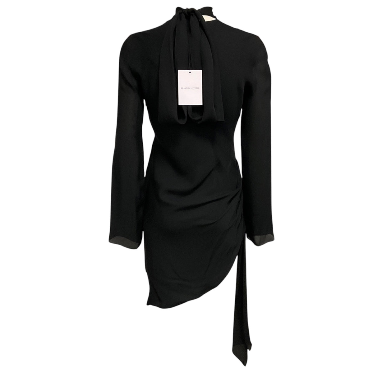 Brandon Maxwell Black Silk Georgette Raina Dress