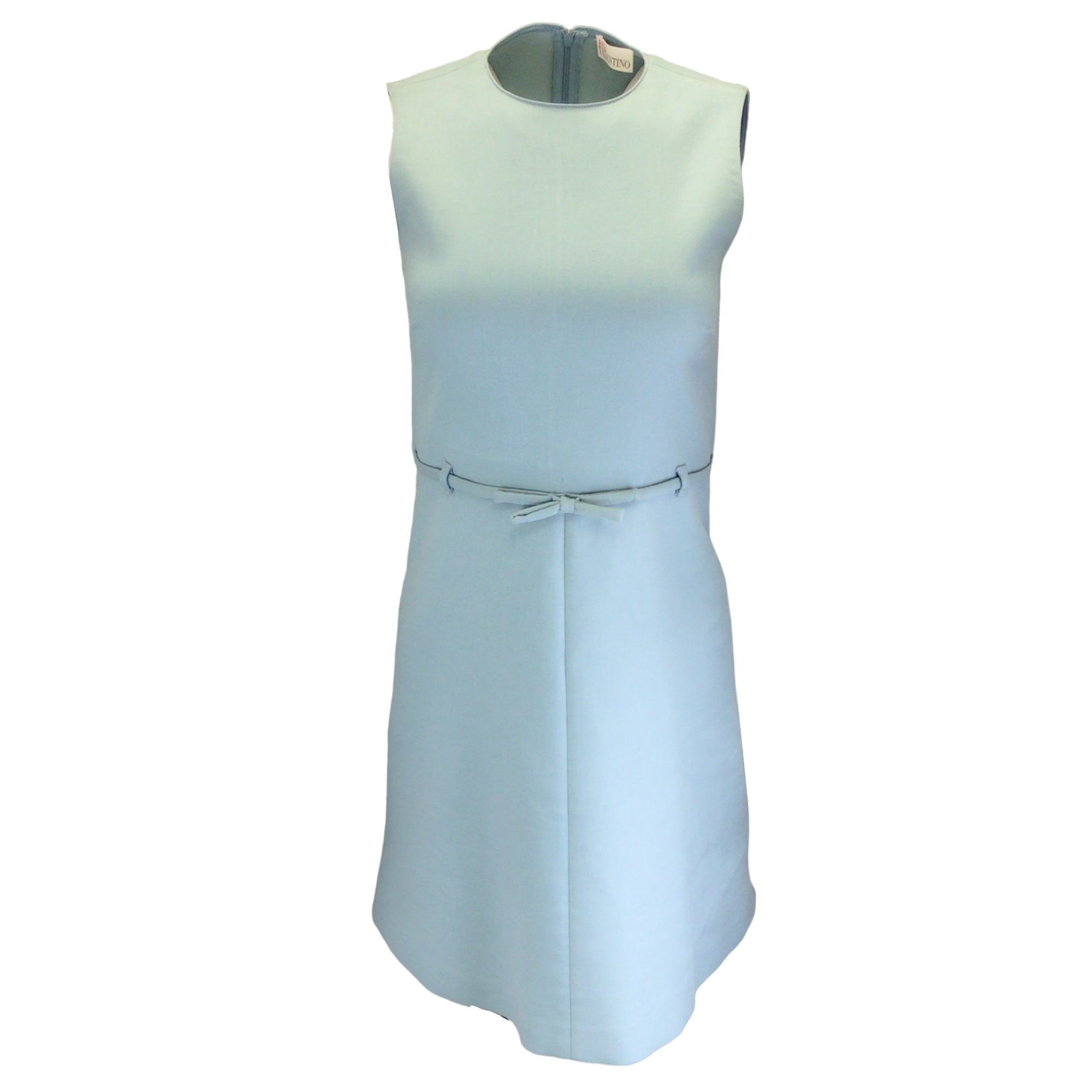 RED Valentino Light Blue Bow Detail Sleeveless Dress