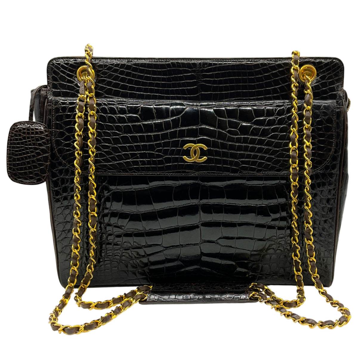 Chanel Vintage 1990's Brown Crocodile Shoulder Bag