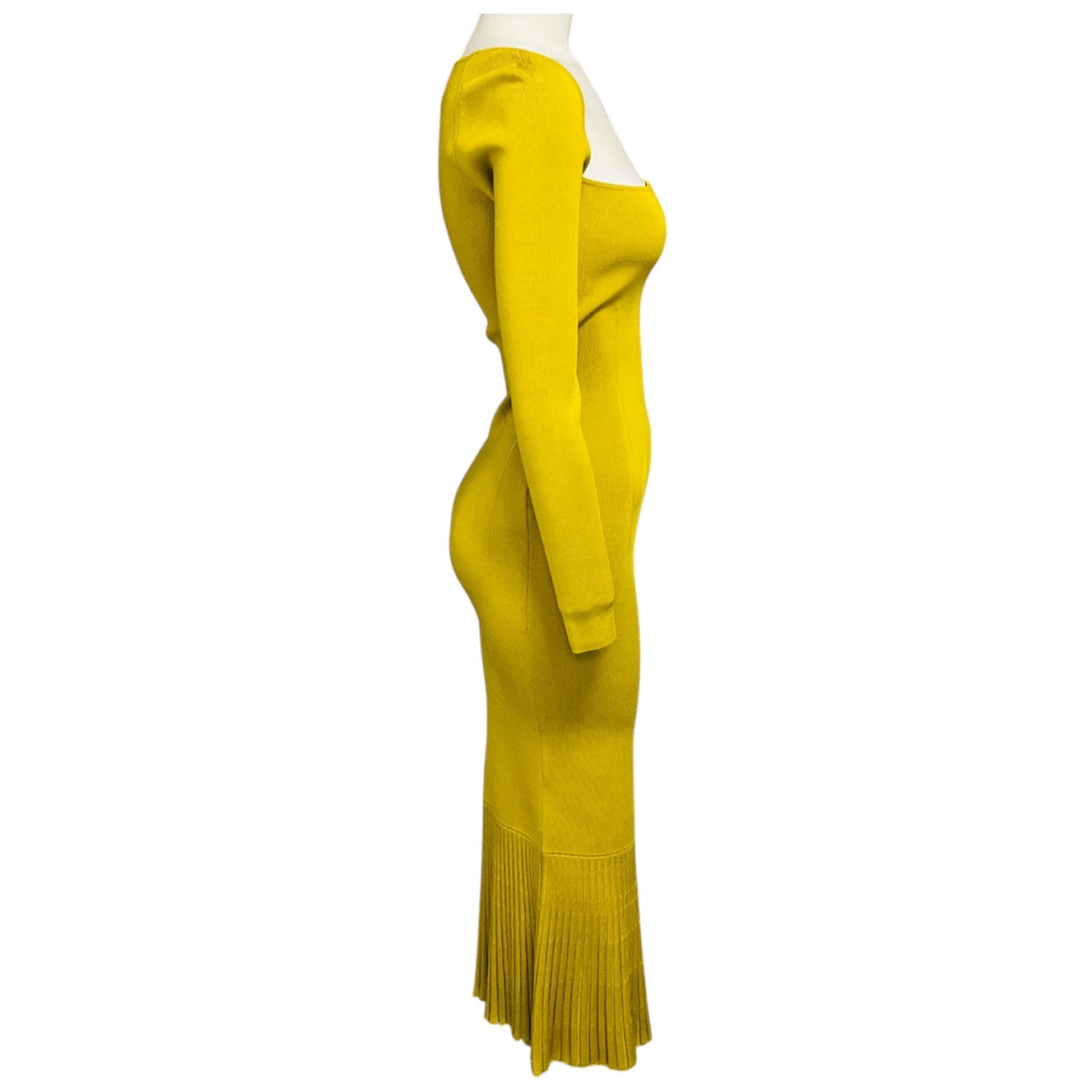Galvan London Chartreuse / Yellow Atalanta Fitted Knit Midi Dress