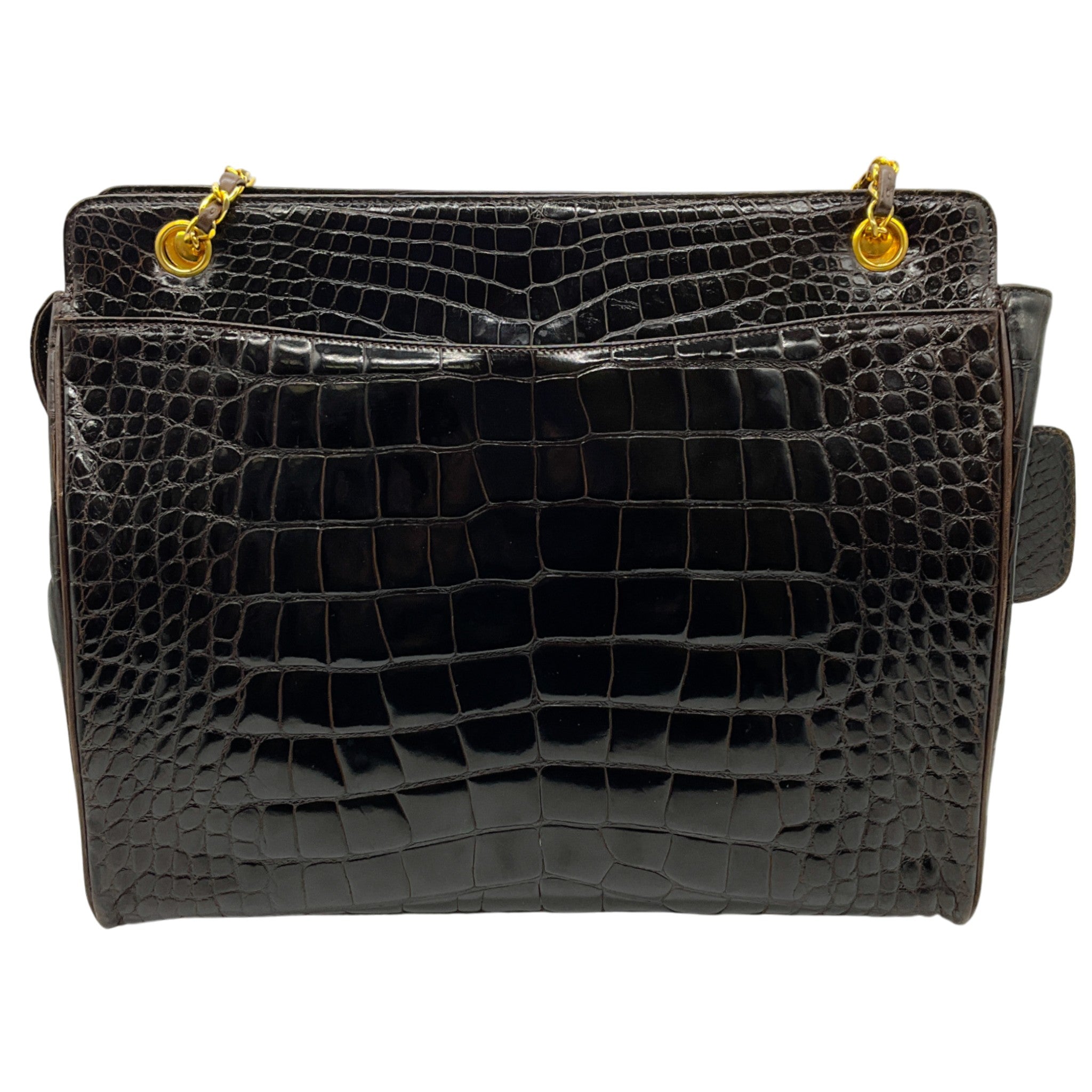 Chanel Vintage 1990's Brown Crocodile Shoulder Bags