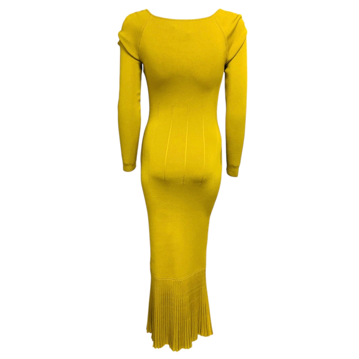 Galvan London Chartreuse / Yellow Atalanta Fitted Knit Midi Dress