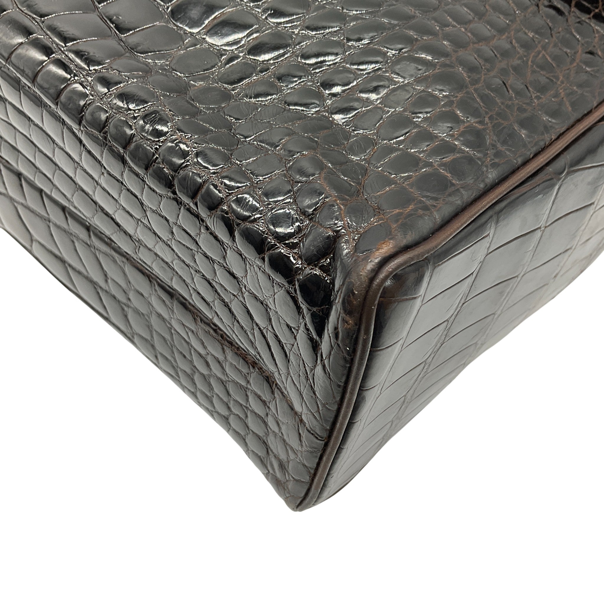 Chanel Vintage 1990's Brown Crocodile Shoulder Bags