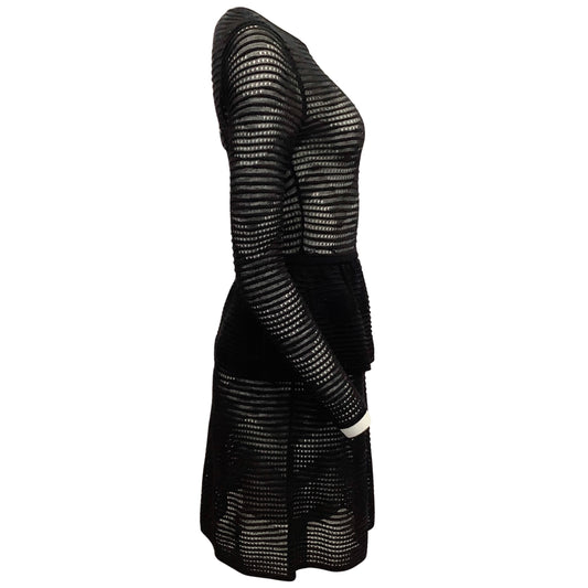 M Missoni Black Open Knit Dress with Peplum
