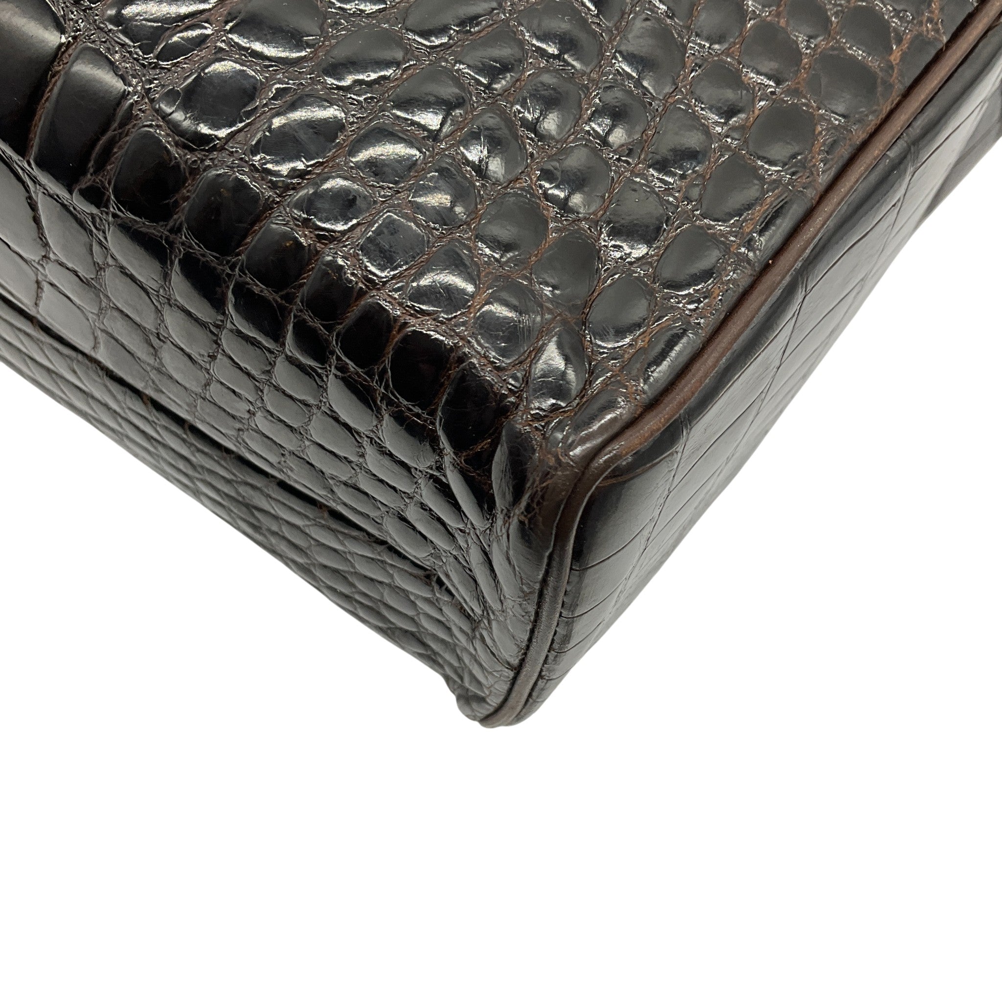 Chanel Vintage 1990's Brown Crocodile Shoulder Bags