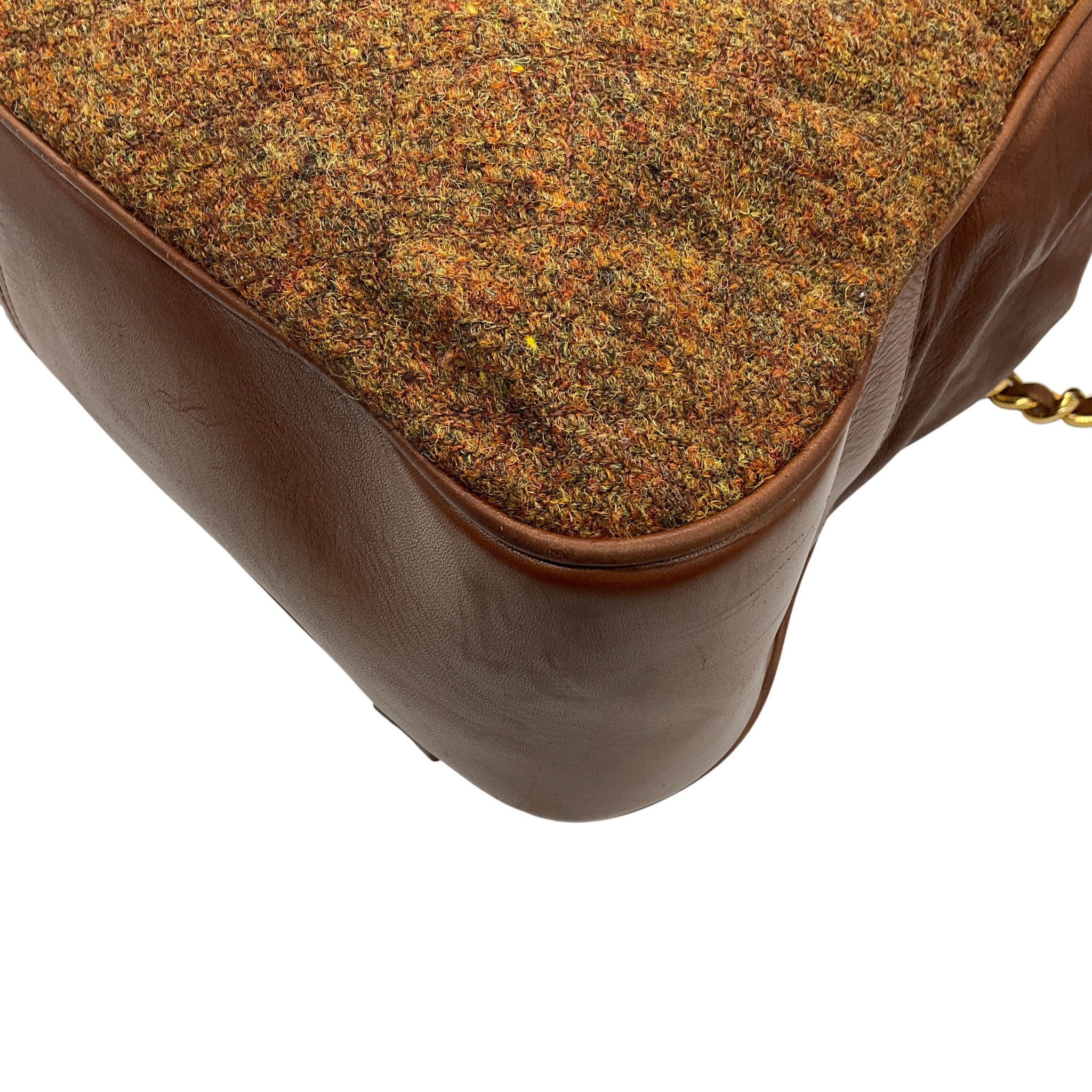 Chanel Vintage 1990's Brown Wool / Leather Backpack