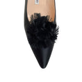 Load image into Gallery viewer, Manolo Blahnik Black Satin Pumps with Flower Detail
