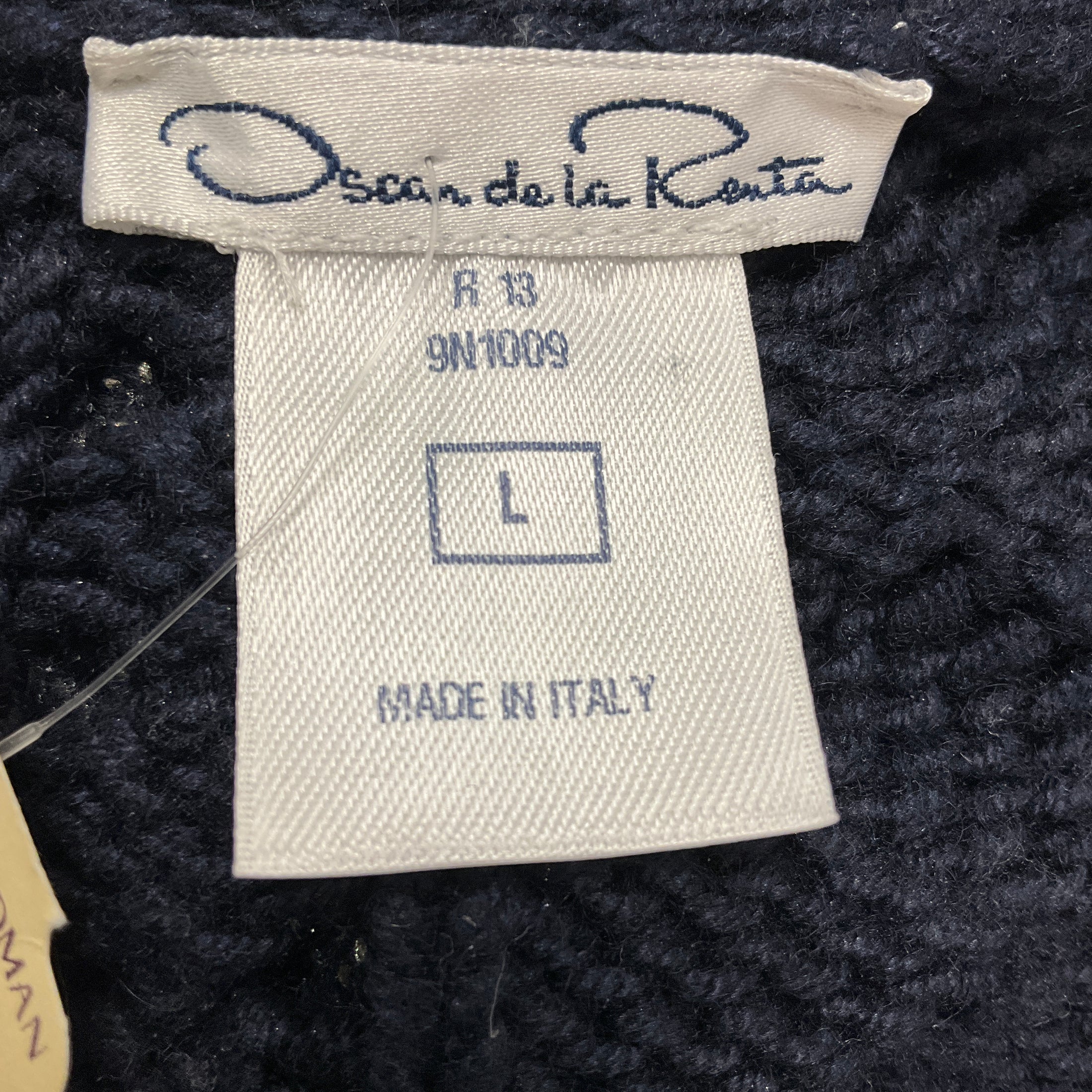 Oscar de la Renta 2013 Navy Metallic Knit Long Cardigan Sweater