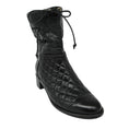 Load image into Gallery viewer, Chanel Black Matelasse Quilted Patent Leather Cap Toe Block Heel Mid Calf Boots
