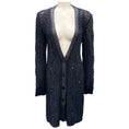 Load image into Gallery viewer, Oscar de la Renta 2013 Navy Metallic Knit Long Cardigan Sweater
