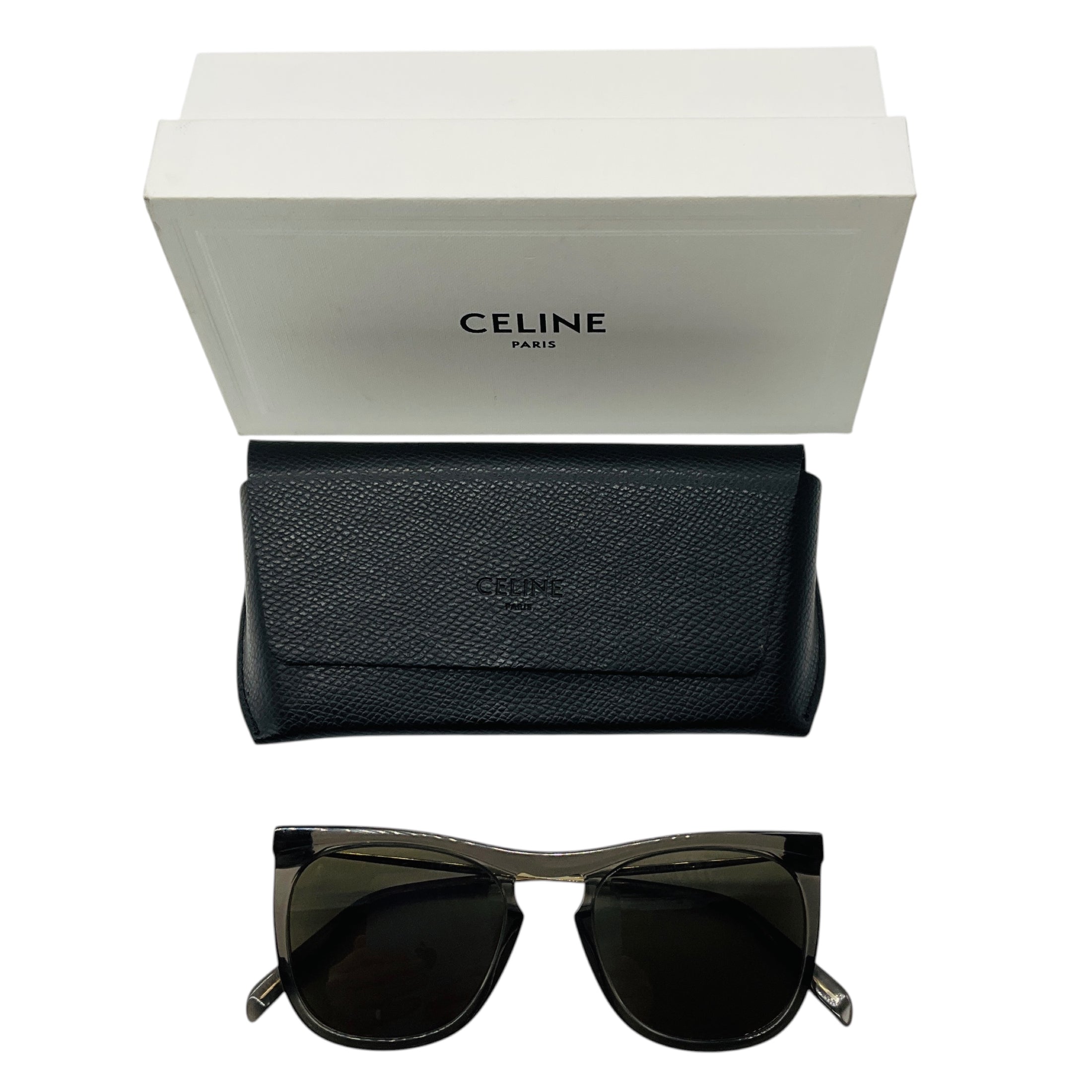 Celine Black / Gold Acetate and Metal Sunglasses
