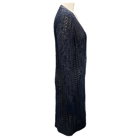 Oscar de la Renta 2013 Navy Metallic Knit Long Cardigan Sweater