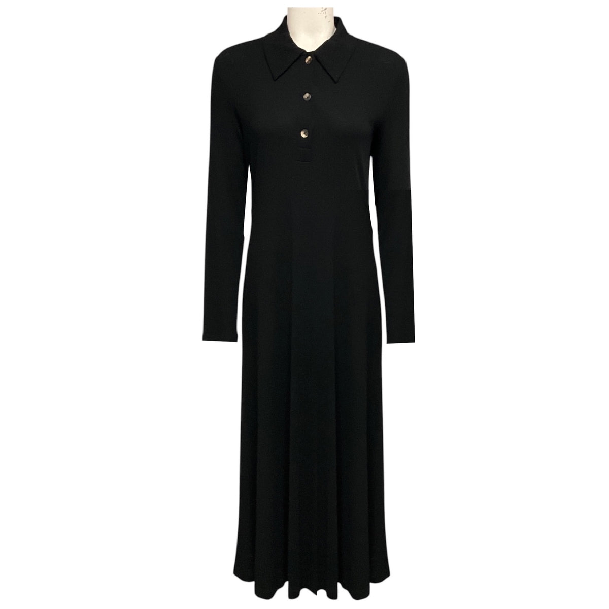 Rosetta Getty Black Polo Long Sleeved Jersey Midi Dress