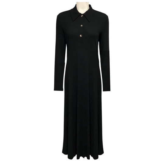 Rosetta Getty Black Polo Long Sleeved Jersey Midi Dress