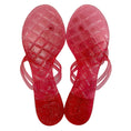 Load image into Gallery viewer, Chanel 2008 Pink Glitter Camellia Jelly Flip Flops
