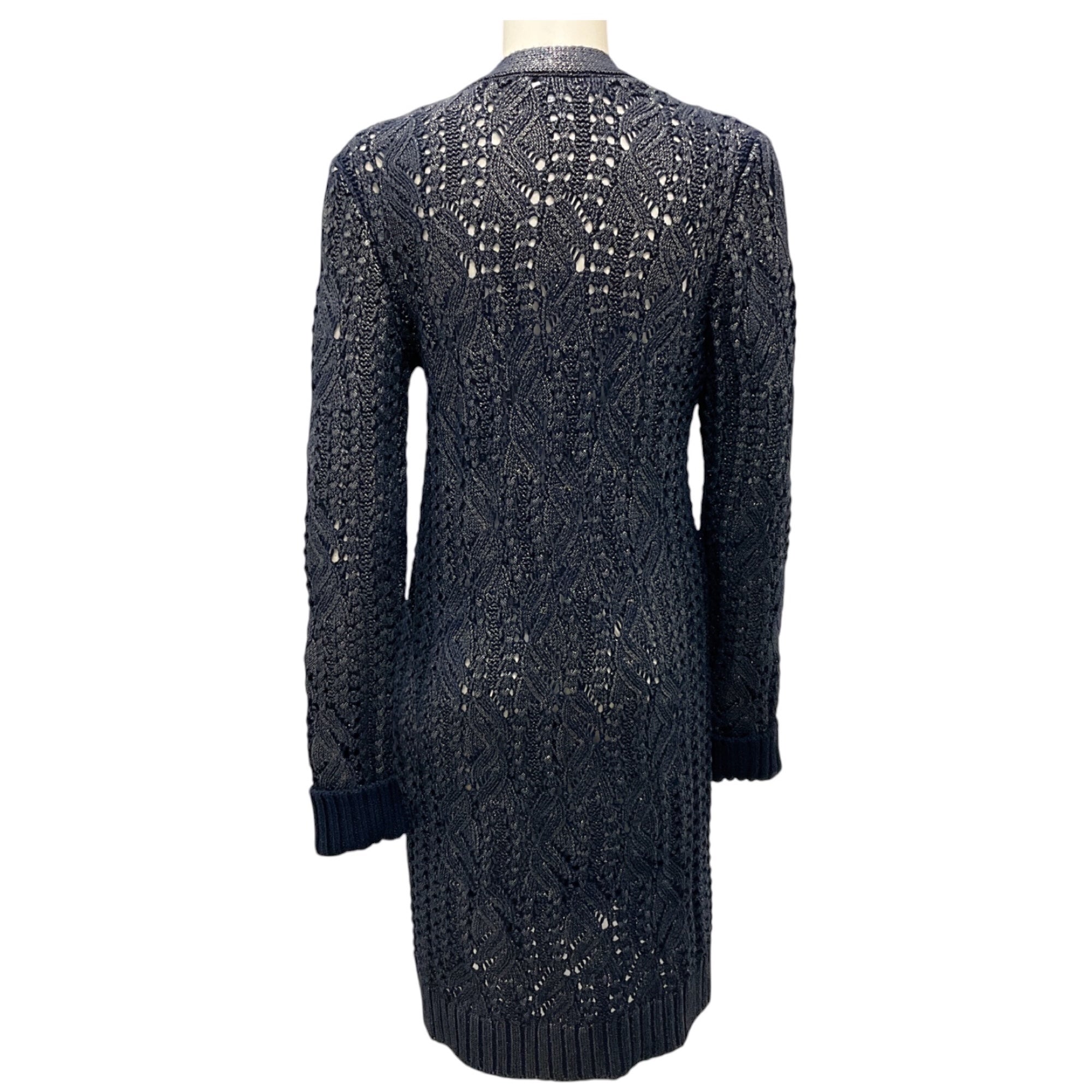 Oscar de la Renta 2013 Navy Metallic Knit Long Cardigan Sweater