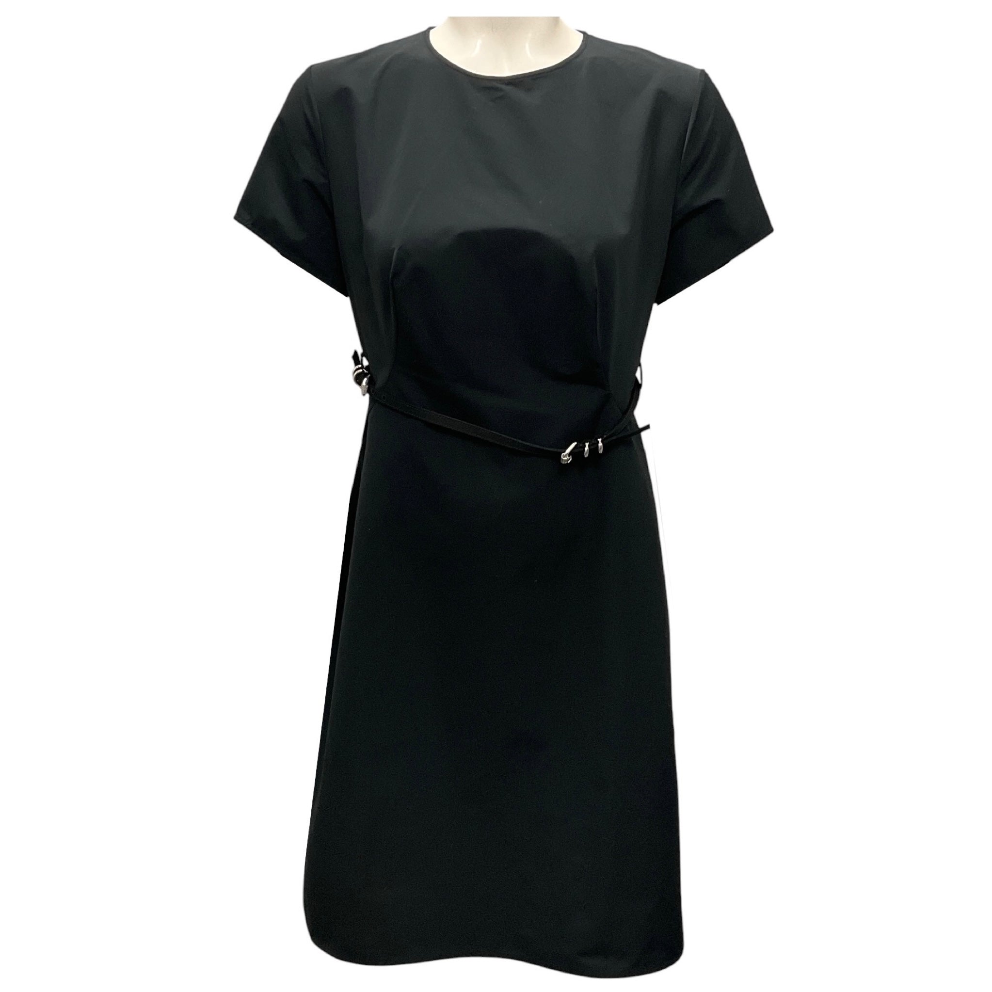 Givenchy Black Voyou Short Sleeved Midi Dress with Belt