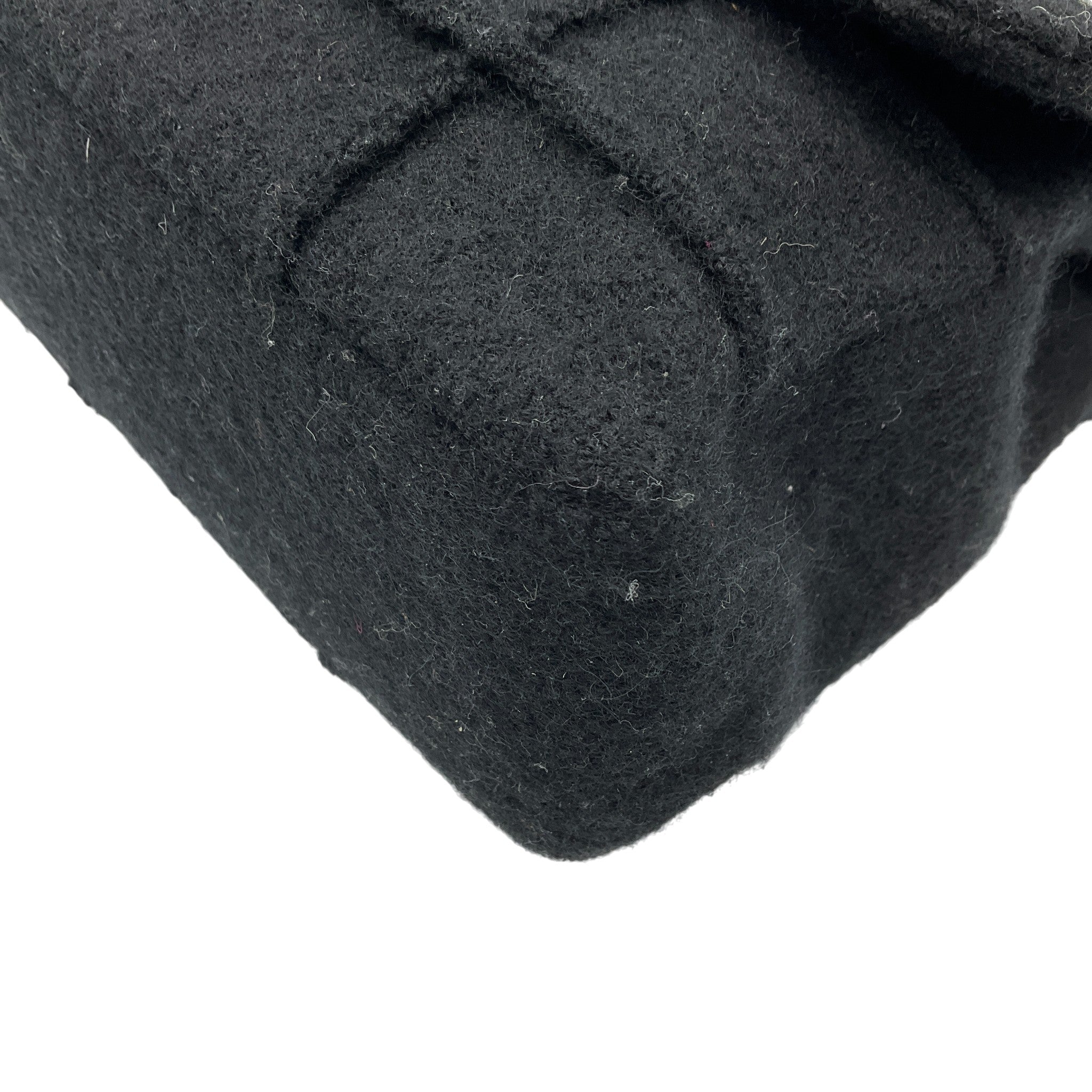 Chanel Vintage 1990's Black Wool Jumbo Flap Bag