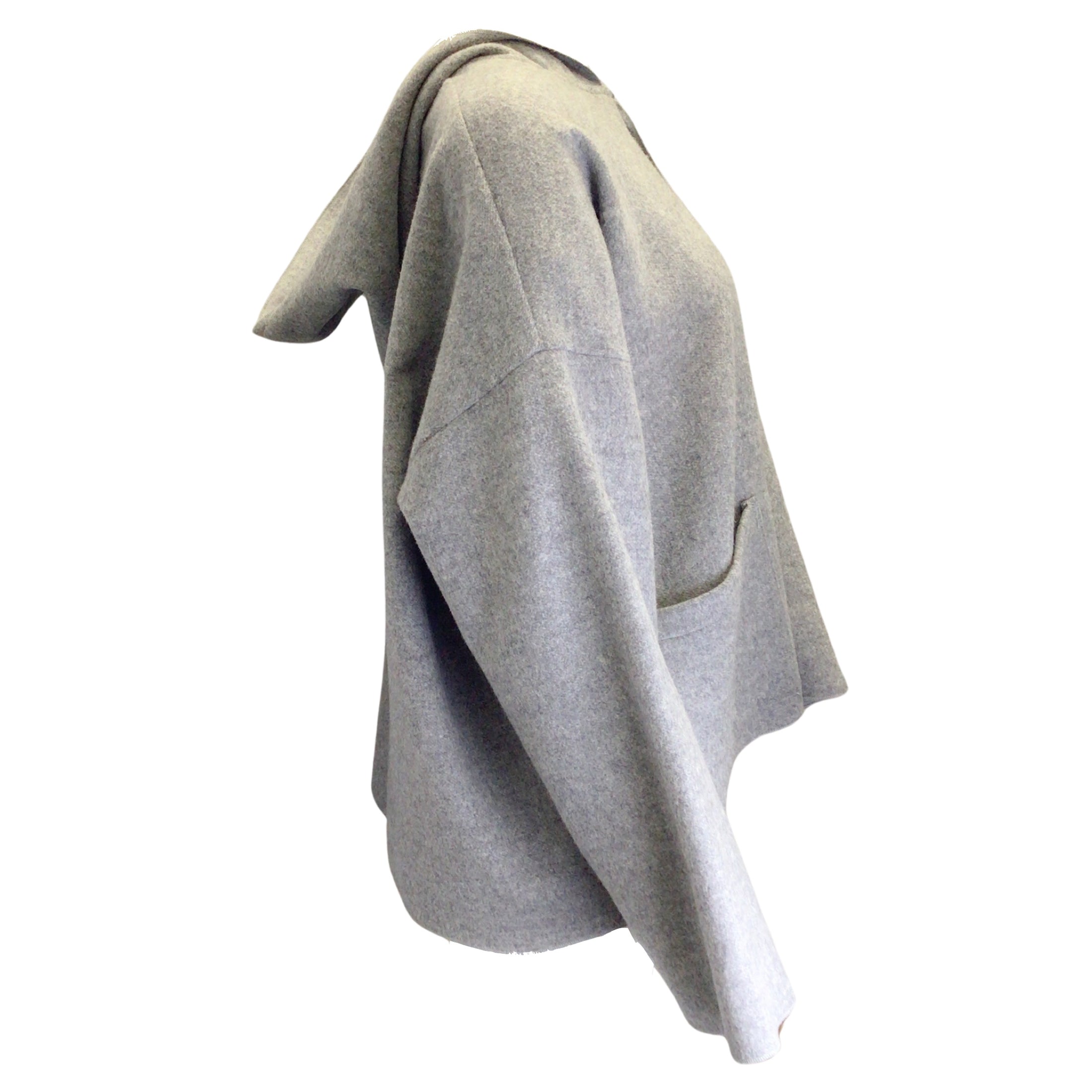 Eskandar Grey Hooded Button-Front Wool and Cashmere Jacket